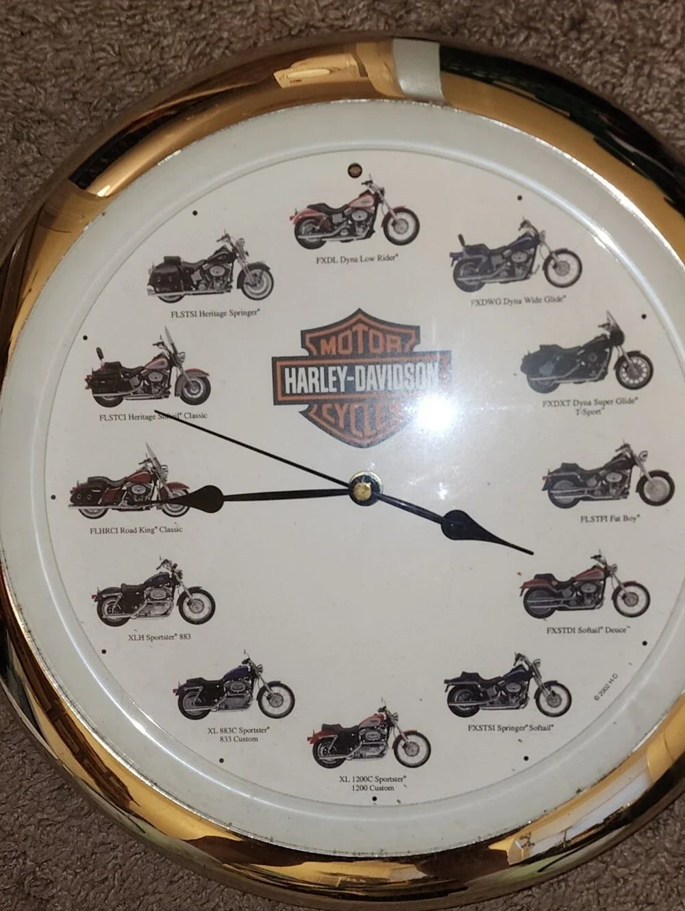 Harley-Davidson White, Orange and Black Motorcycle Wall Clock